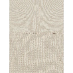 Beige Cropped Sweater with Front Cut-Out and Ribbed Trims in Cashmere for Women