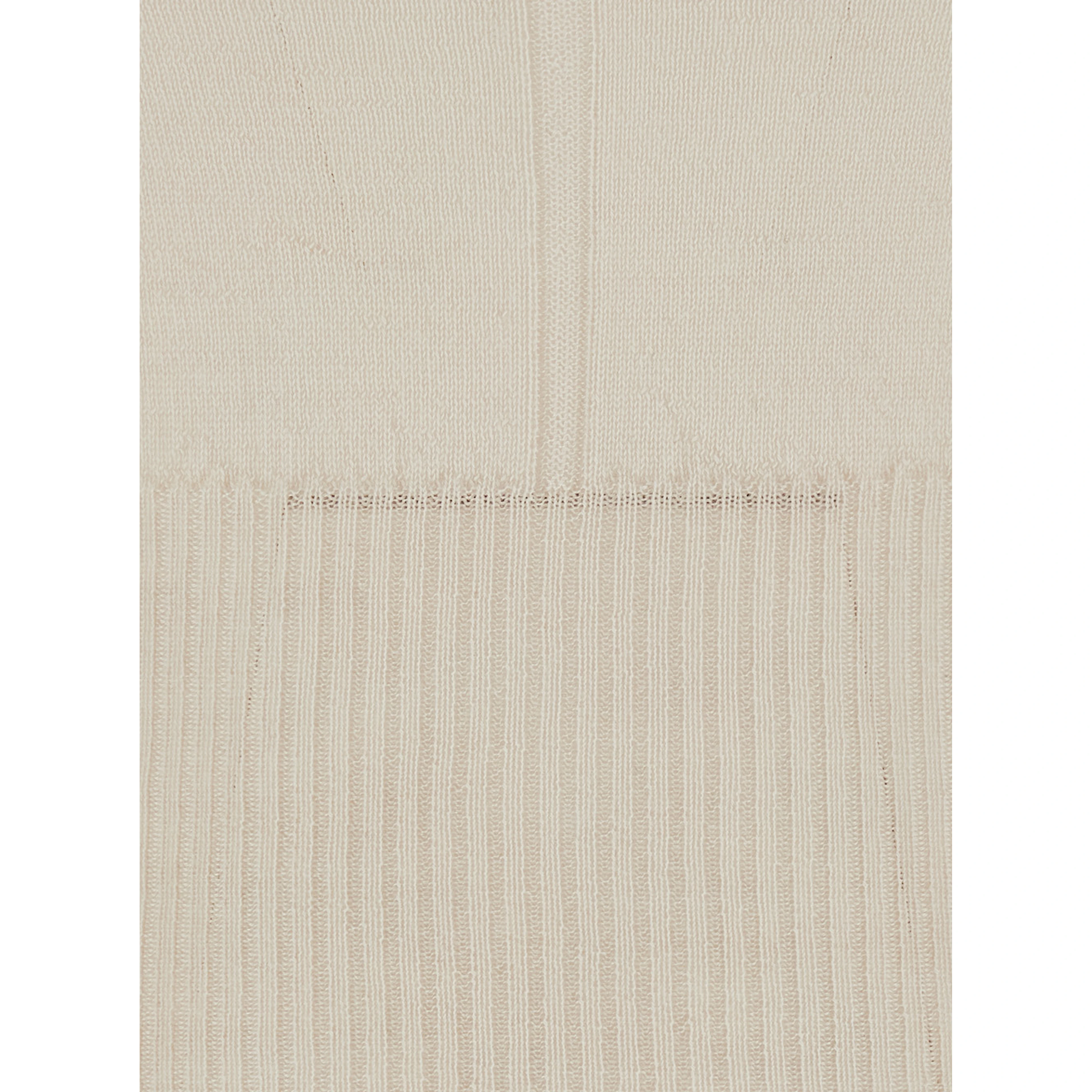 Beige Cropped Sweater with Front Cut-Out and Ribbed Trims in Cashmere for Women