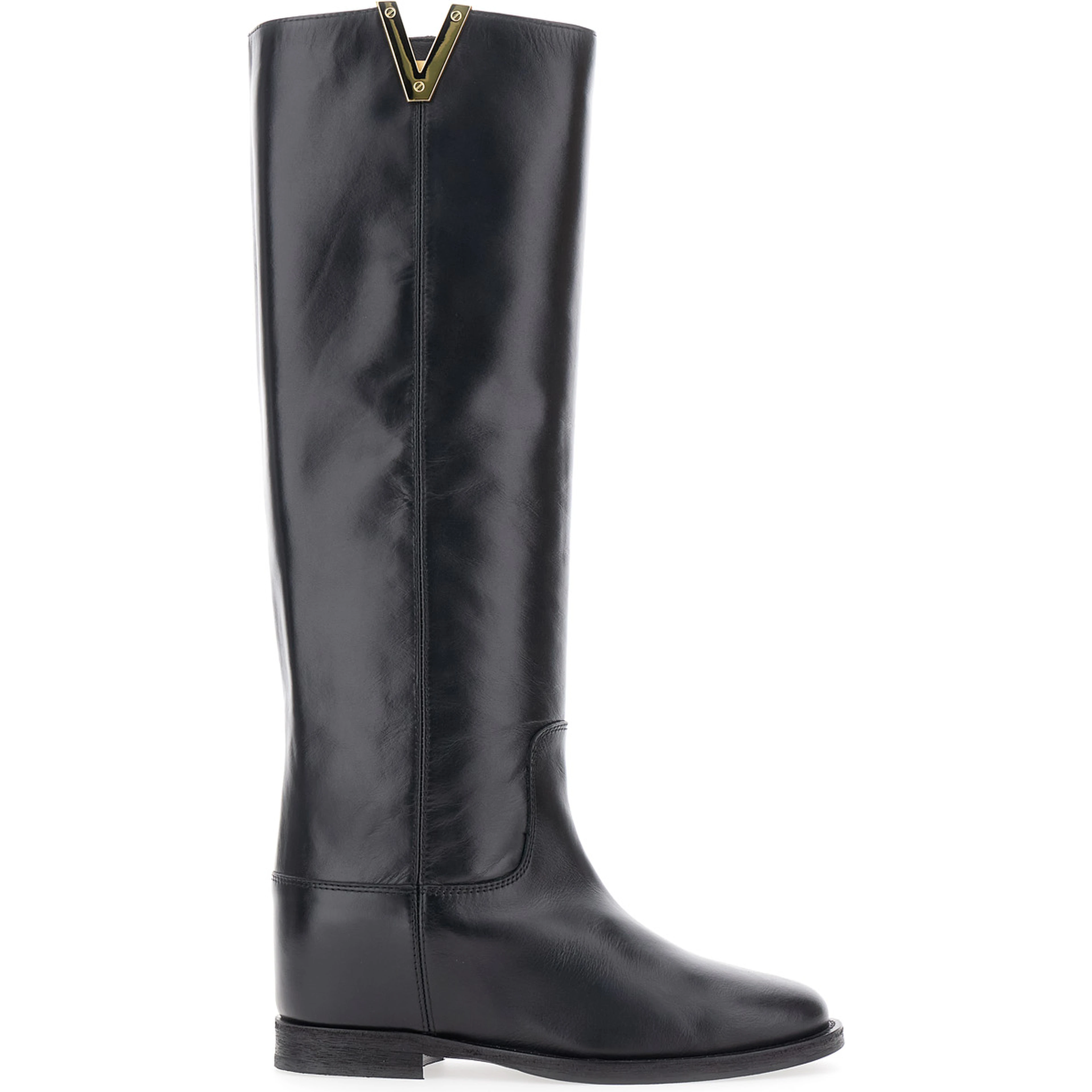 Boots with Side Cut-Out and Leather Logo Plate Black Women