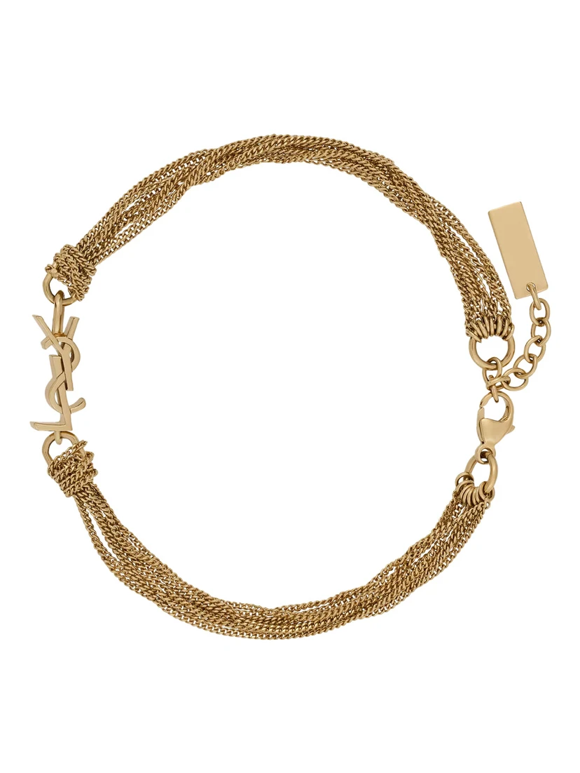 Bracelet with Cassandre Charm and Adjustable Claw Clasp in Metallic Brass for Women