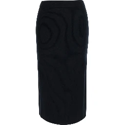 Zucca Black ribbed skirt in wool for women