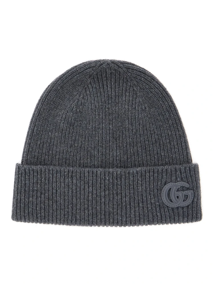 Gray Logo Patch Beanie for Men