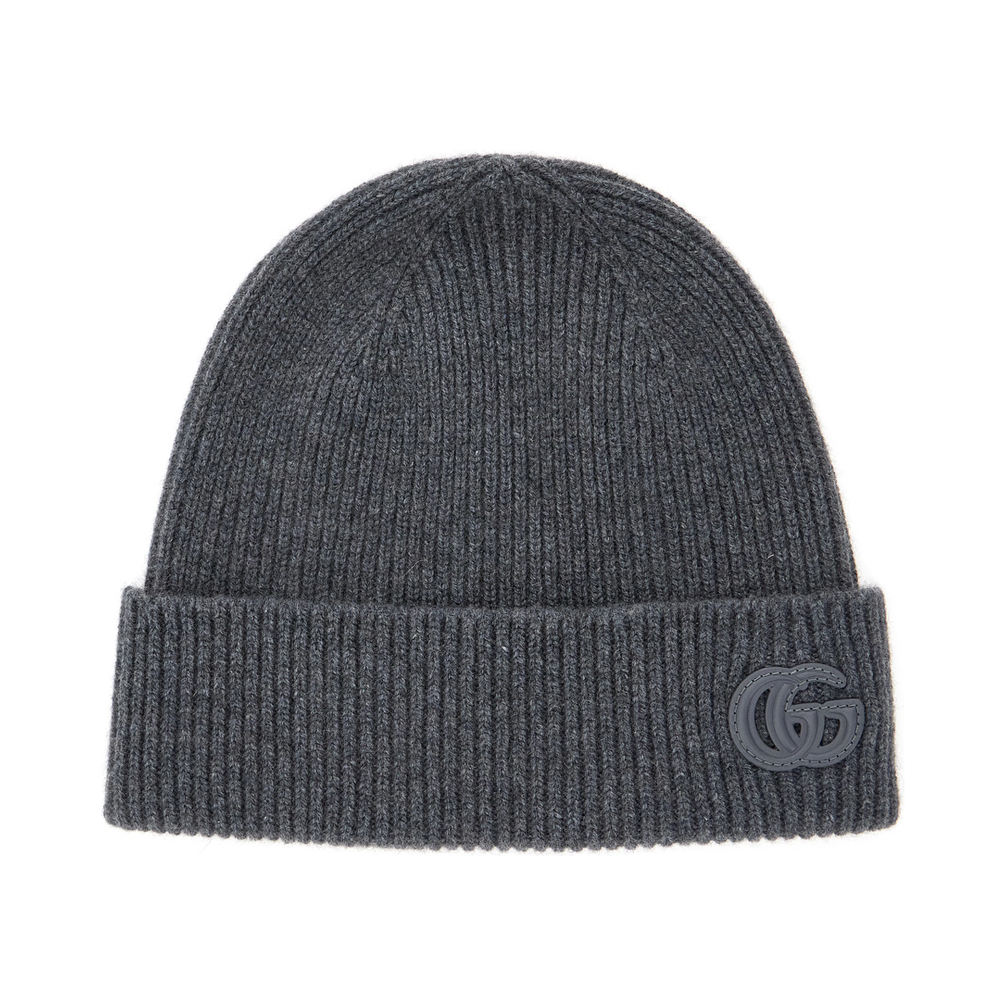 Gray Logo Patch Beanie for Men