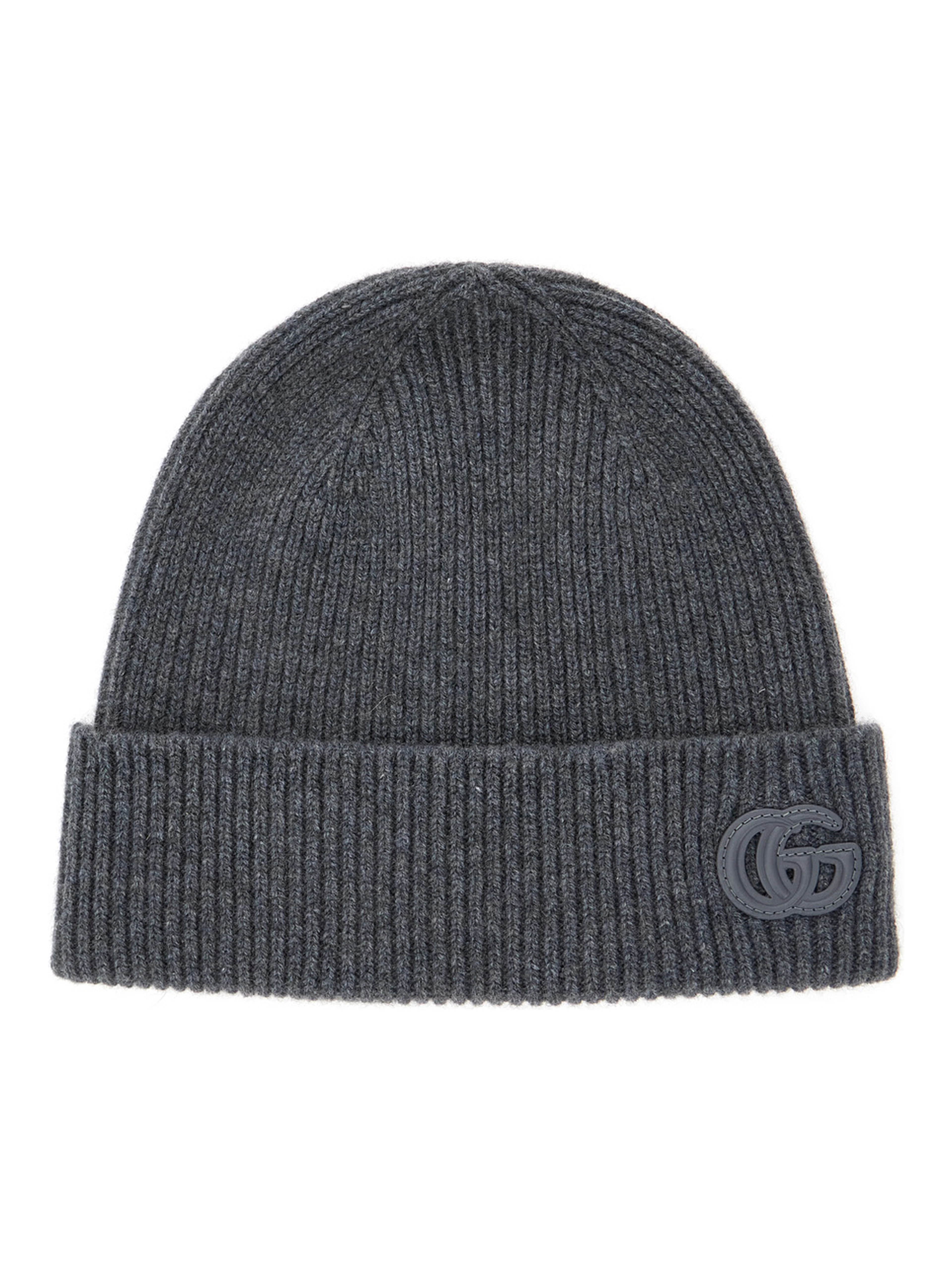 Gray Logo Patch Beanie for Men