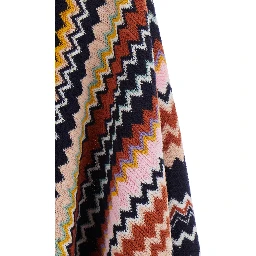 Multicolor Cape with Fringed Hem and ZigZag Motif All-Over in Wool Blend for Women