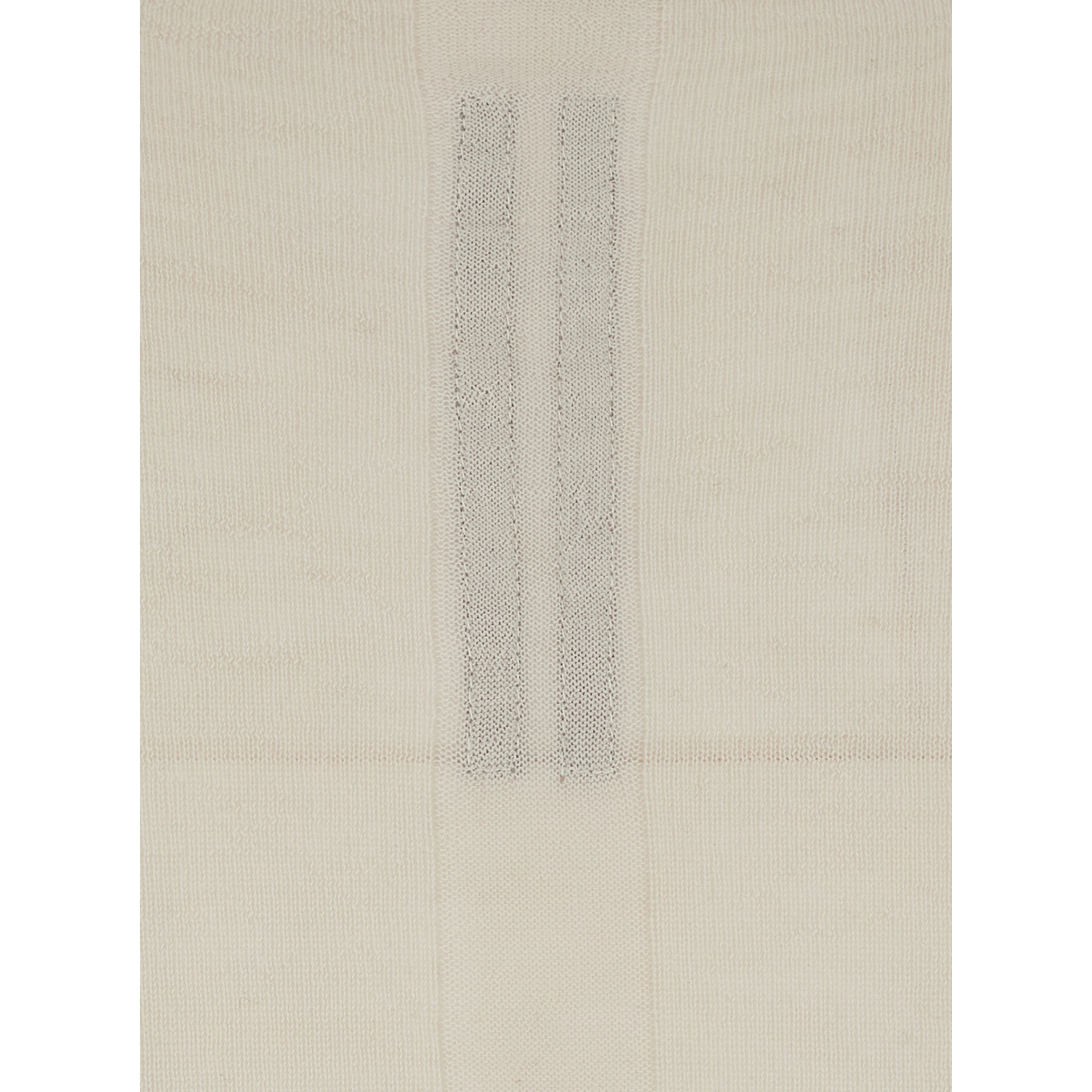 Beige Cropped Sweater with Front Cut-Out and Ribbed Trims in Cashmere for Women