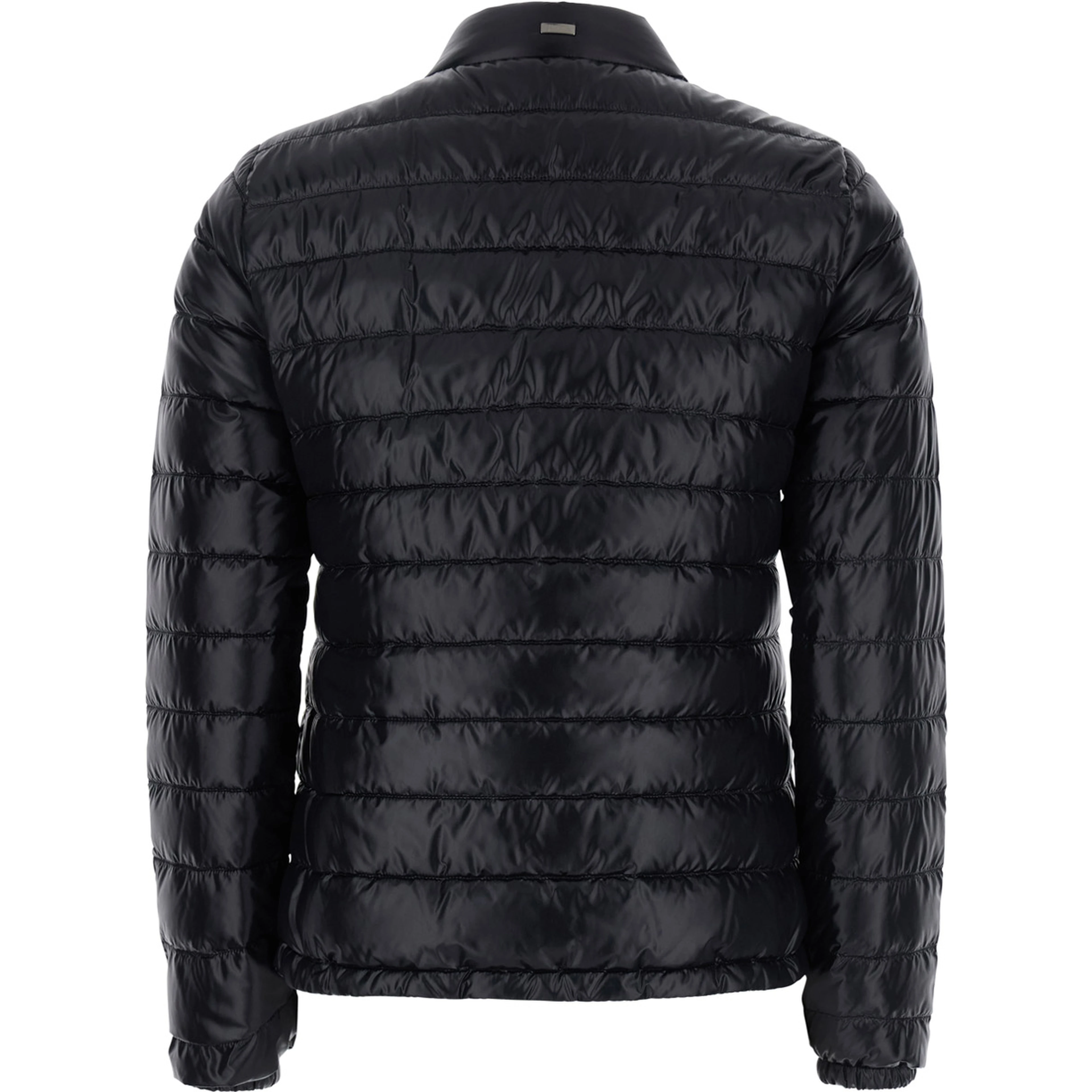 Down jacket with Stand-up collar and front pockets in Tech Fabric Black Women