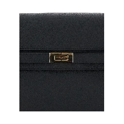 Shoulder Bag Lee Radziwill with Single Strap and Clasp Closure on the Front in Black Leather for Women