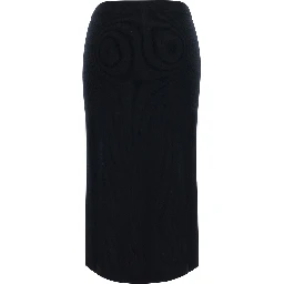 Zucca Black ribbed skirt in wool for women