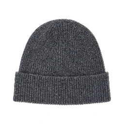 Gray Logo Patch Beanie for Men