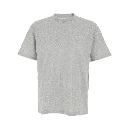 Crew Neck T-Shirt with Cassandre Embroidery in Grey Cotton for Men