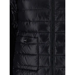 Down jacket with Stand-up collar and front pockets in Tech Fabric Black Women
