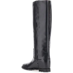Boots with Side Cut-Out and Leather Logo Plate Black Women
