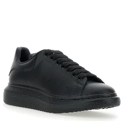 Oversize Sneakers with Logo Lettering on the Heel in Black Leather for Men