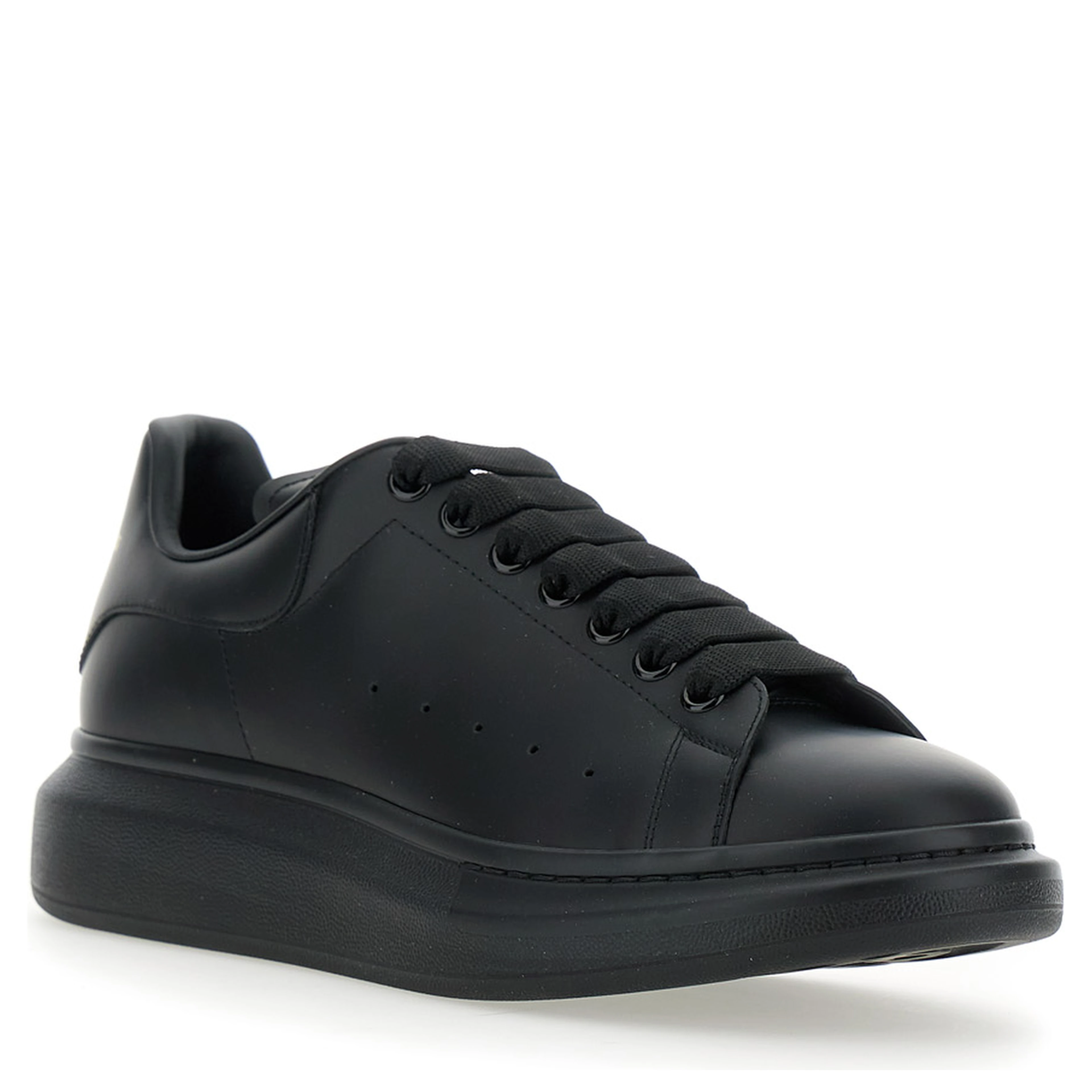 Oversize Sneakers with Logo Lettering on the Heel in Black Leather for Men