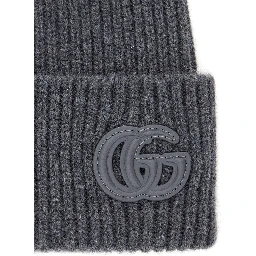Gray Logo Patch Beanie for Men
