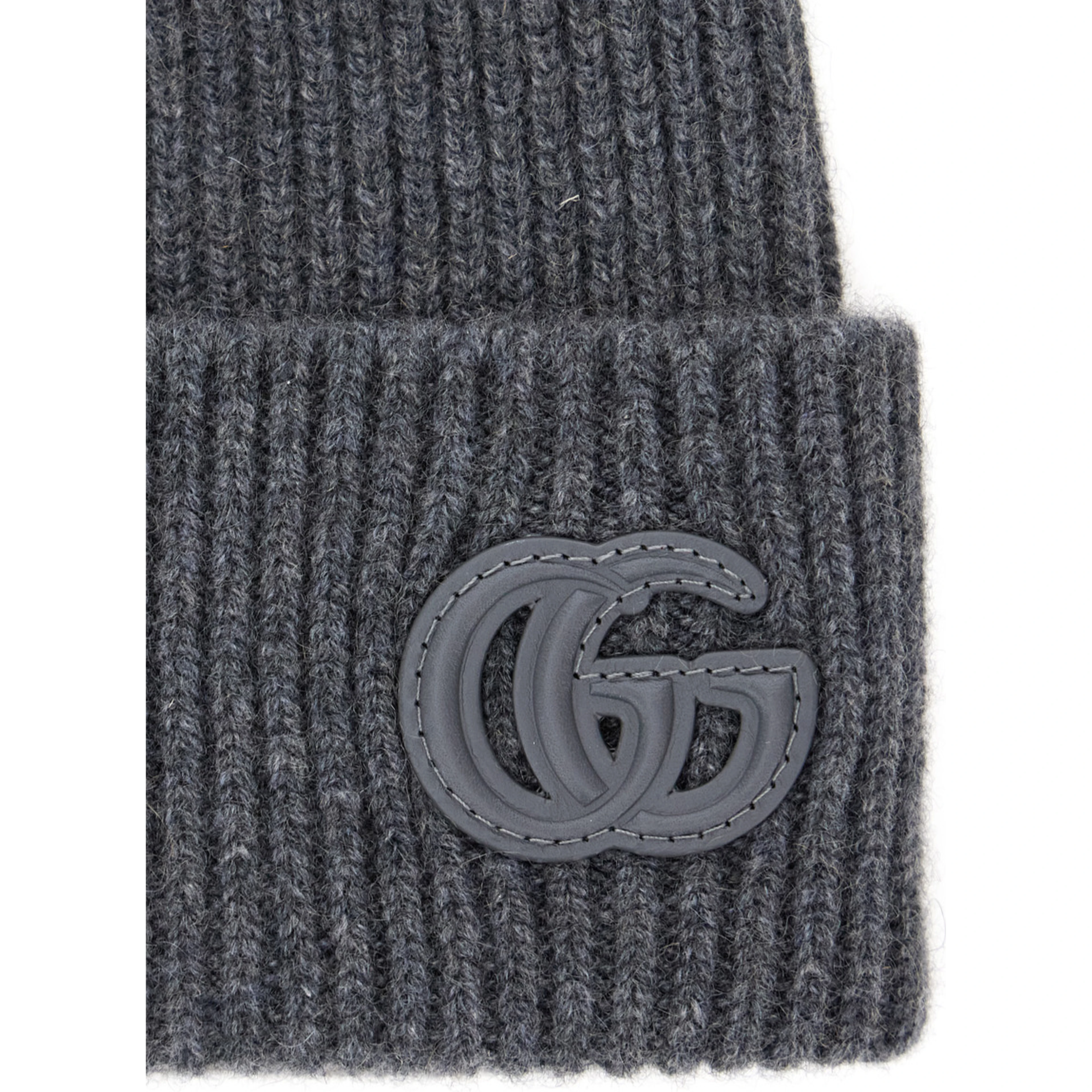 Gray Logo Patch Beanie for Men