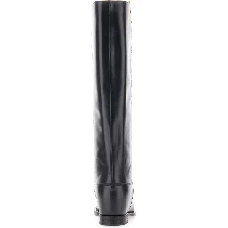 Boots with Side Cut-Out and Leather Logo Plate Black Women