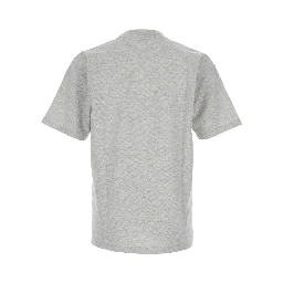 Crew Neck T-Shirt with Cassandre Embroidery in Grey Cotton for Men