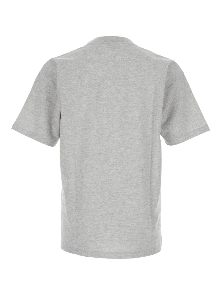 Crew Neck T-Shirt with Cassandre Embroidery in Grey Cotton for Men alternative