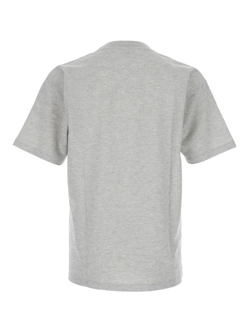 Crew Neck T-Shirt with Cassandre Embroidery in Grey Cotton for Men