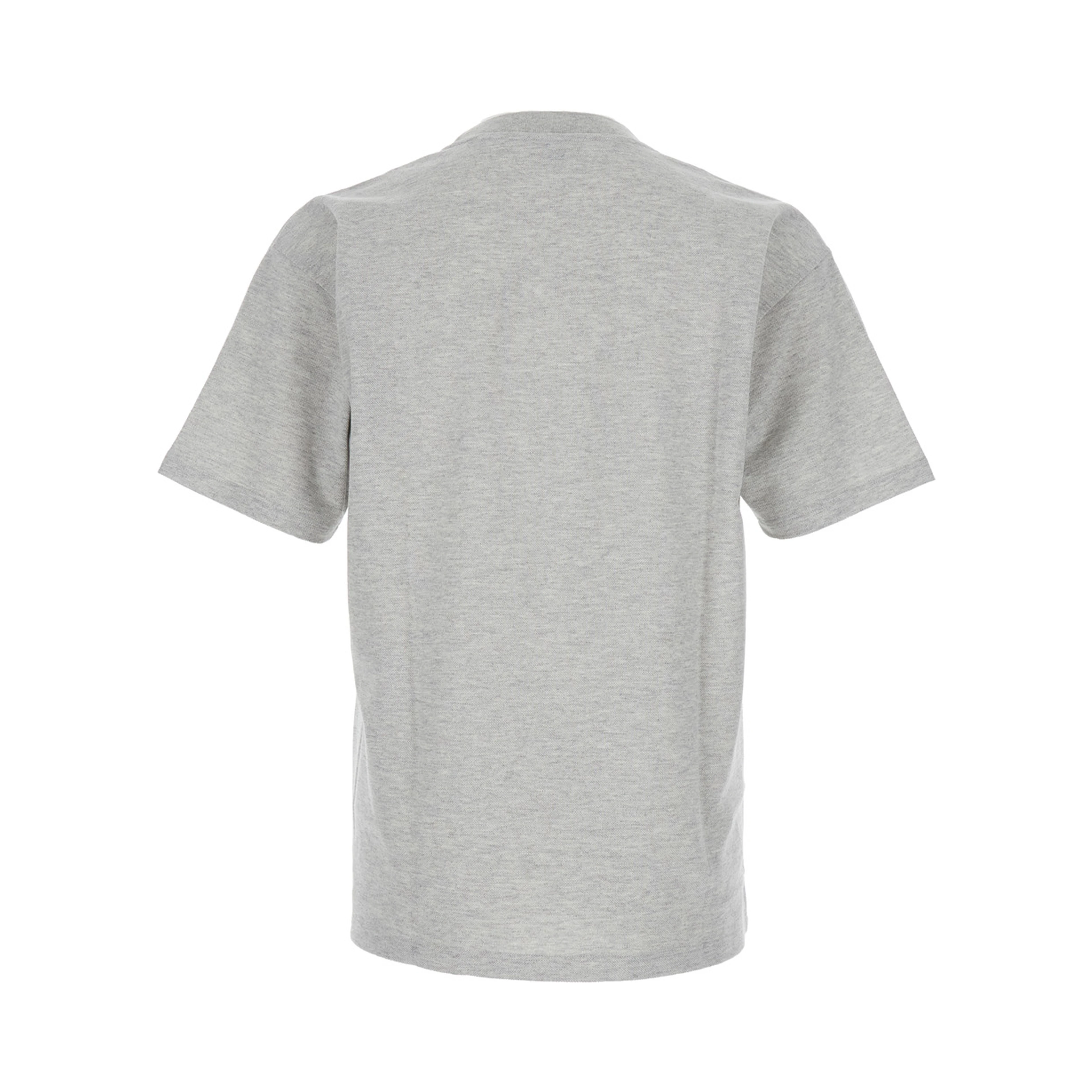 Crew Neck T-Shirt with Cassandre Embroidery in Grey Cotton for Men