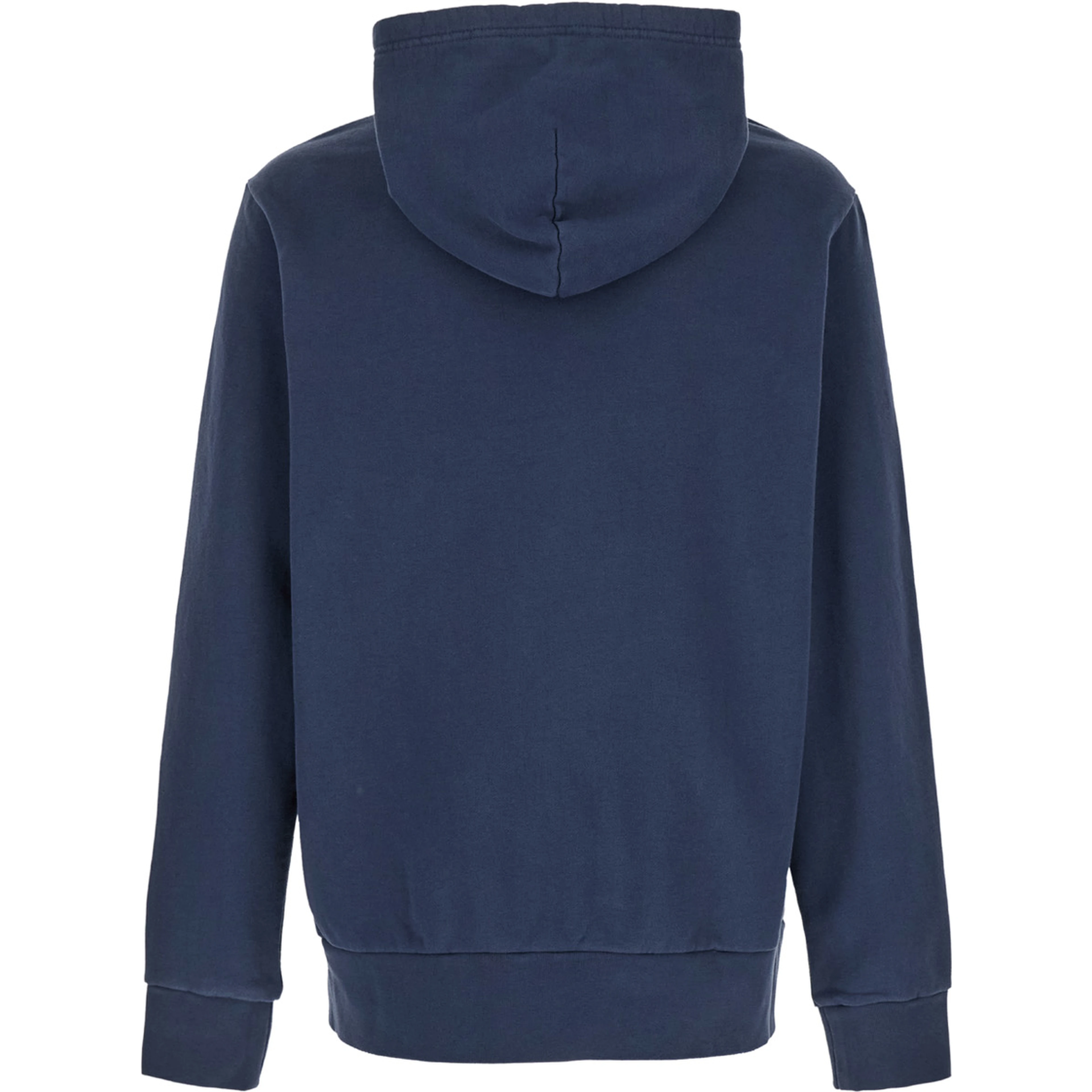 Hooded Sweatshirt with Pony Embroidery in Blue Cotton for Men