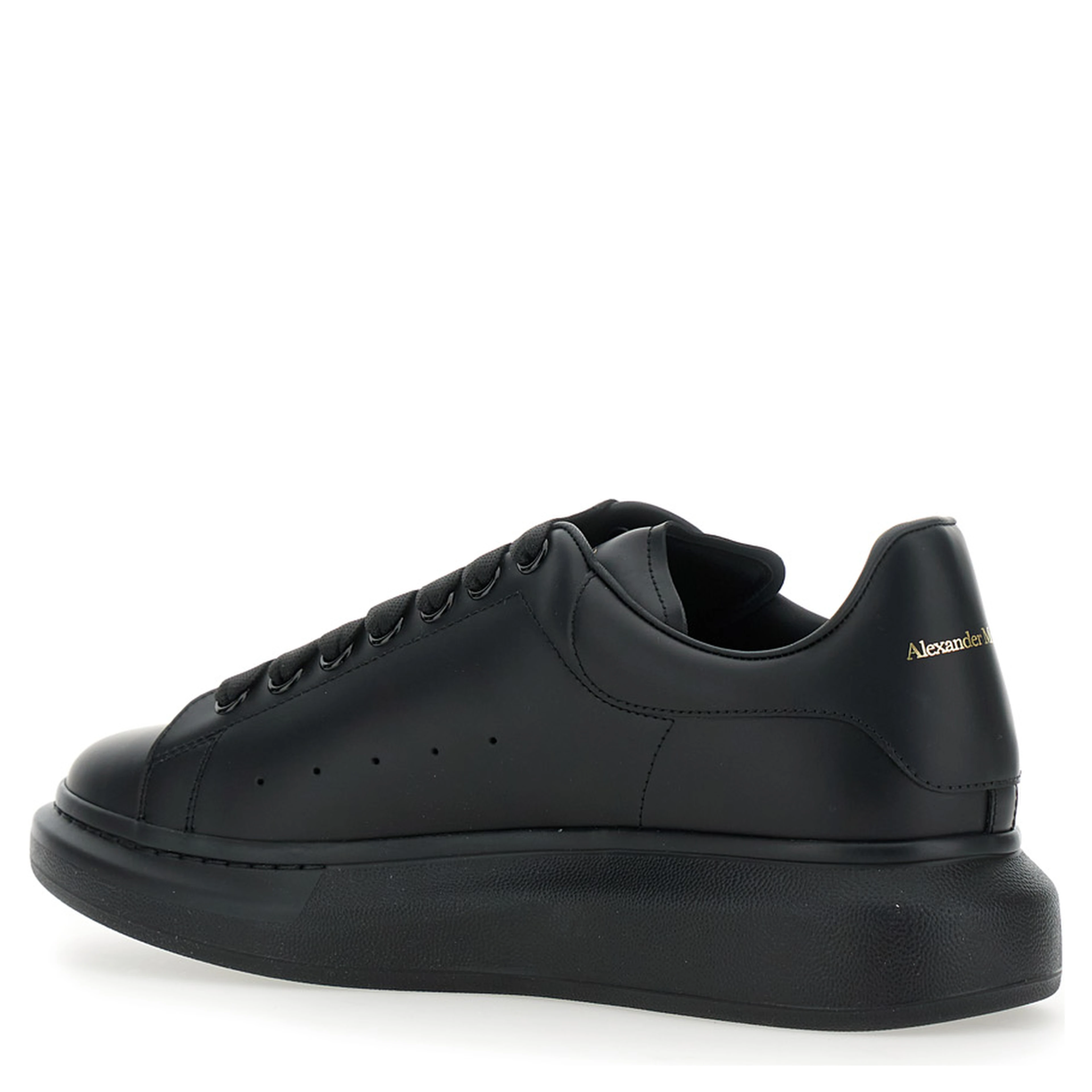 Oversize Sneakers with Logo Lettering on the Heel in Black Leather for Men
