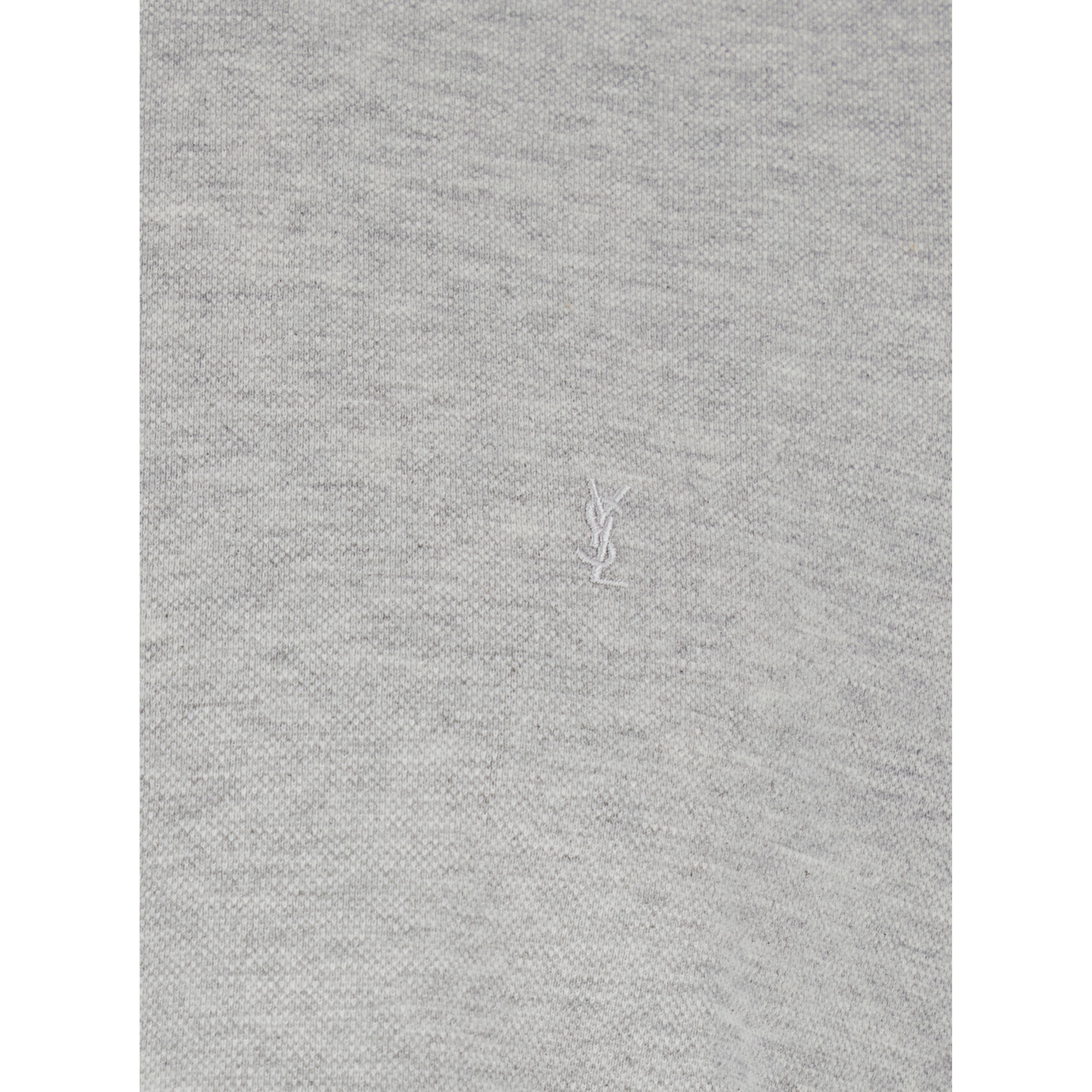 Crew Neck T-Shirt with Cassandre Embroidery in Grey Cotton for Men