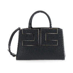 Black Handbag with Logo on the Front and adjustable and removable strap in Ecoleather for women
