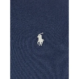Hooded Sweatshirt with Pony Embroidery in Blue Cotton for Men