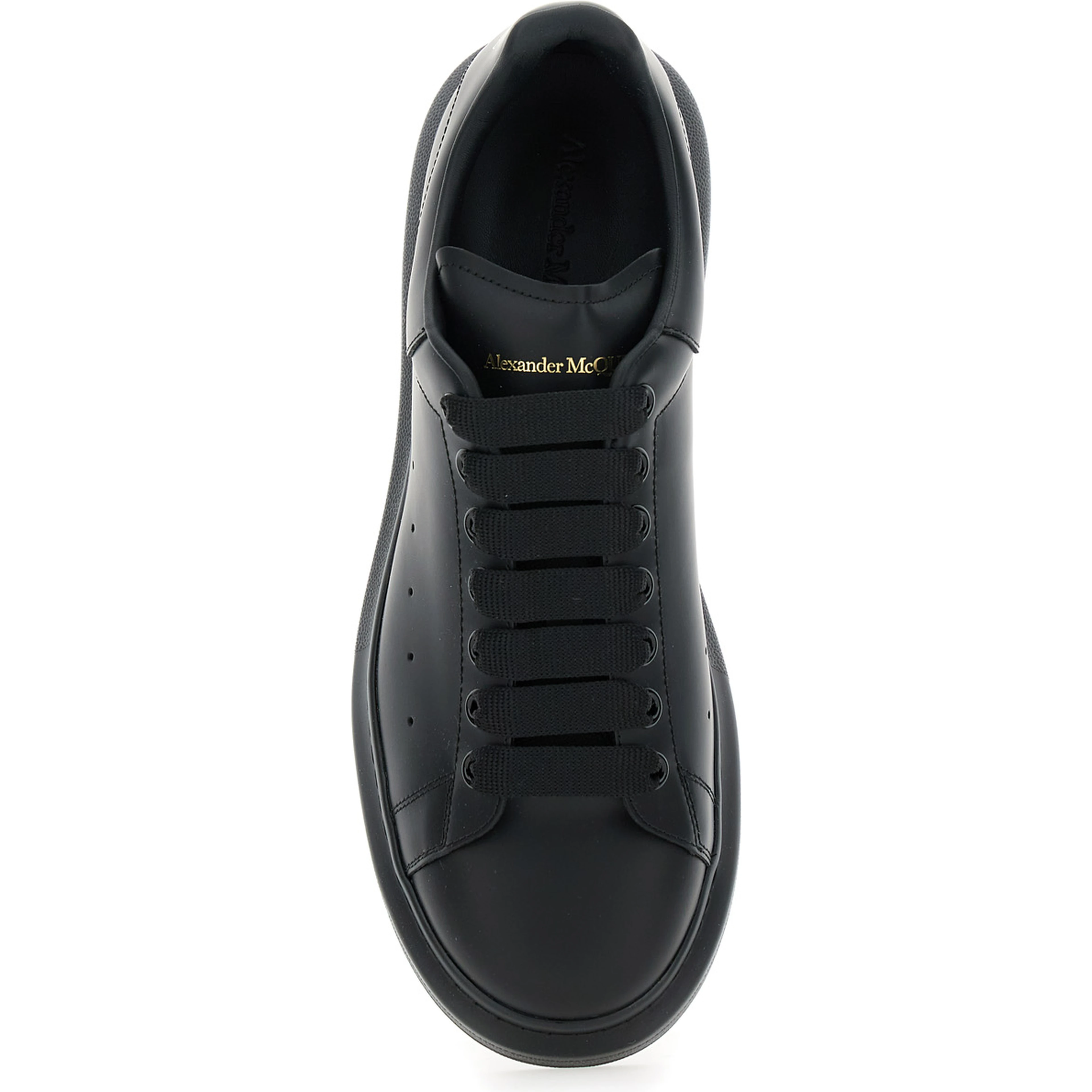 Oversize Sneakers with Logo Lettering on the Heel in Black Leather for Men