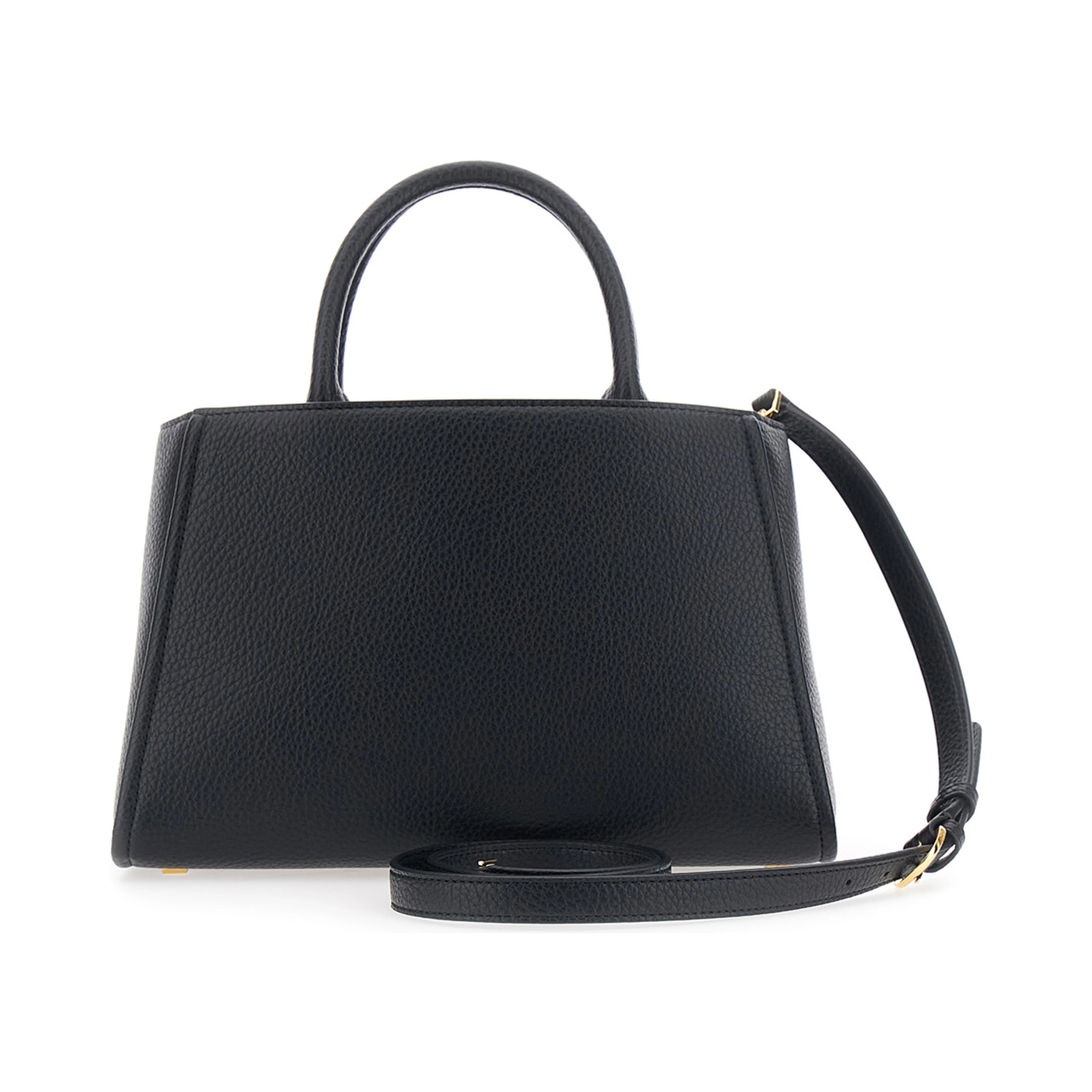 Black Handbag with Logo on the Front and adjustable and removable strap in Ecoleather for women