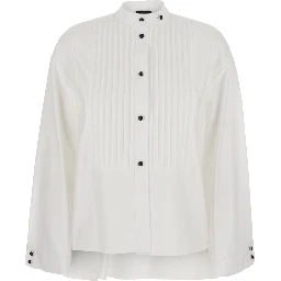 White Cotton Long Sleeve Shirt for Men