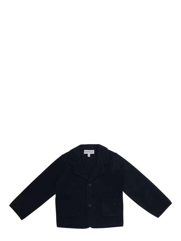 blue blazer with tone-on-tone logo patch in fabric baby