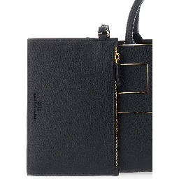 Black Handbag with Logo on the Front and adjustable and removable strap in Ecoleather for women