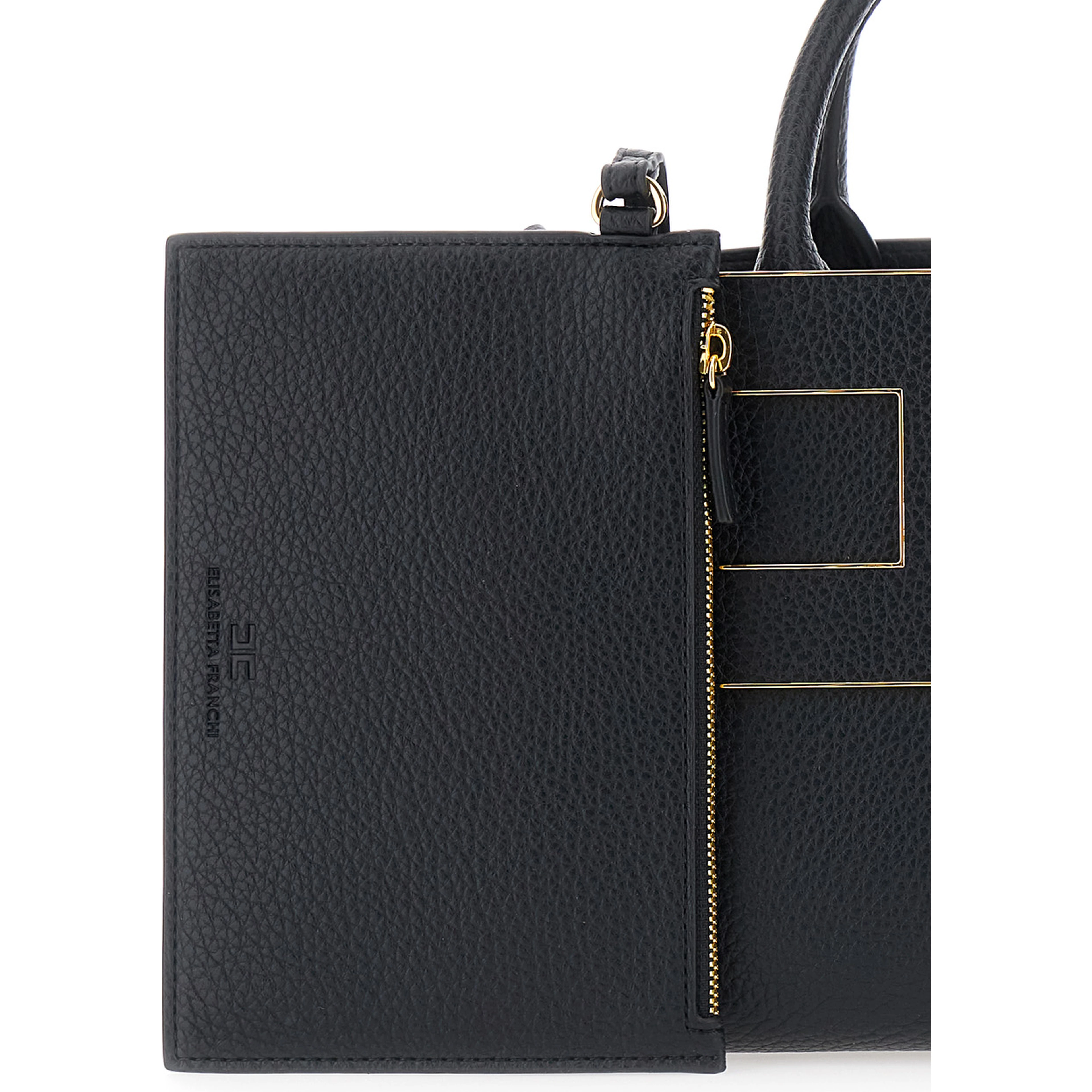 Black Handbag with Logo on the Front and adjustable and removable strap in Ecoleather for women