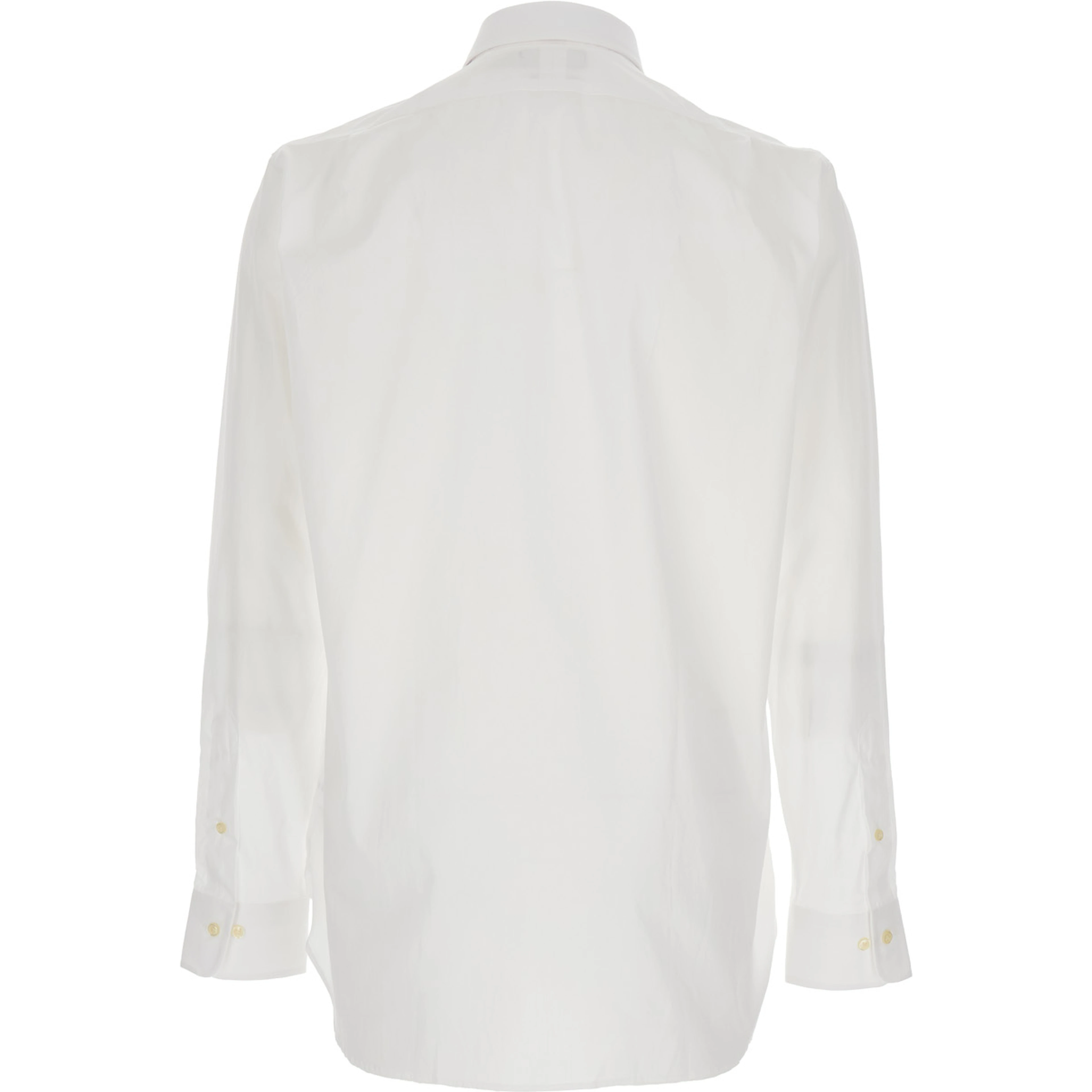 Shirt Custom Fit with Pointed Collar and Tone-on-Tone Pony Embroidery on the Front in White Cotton for Men