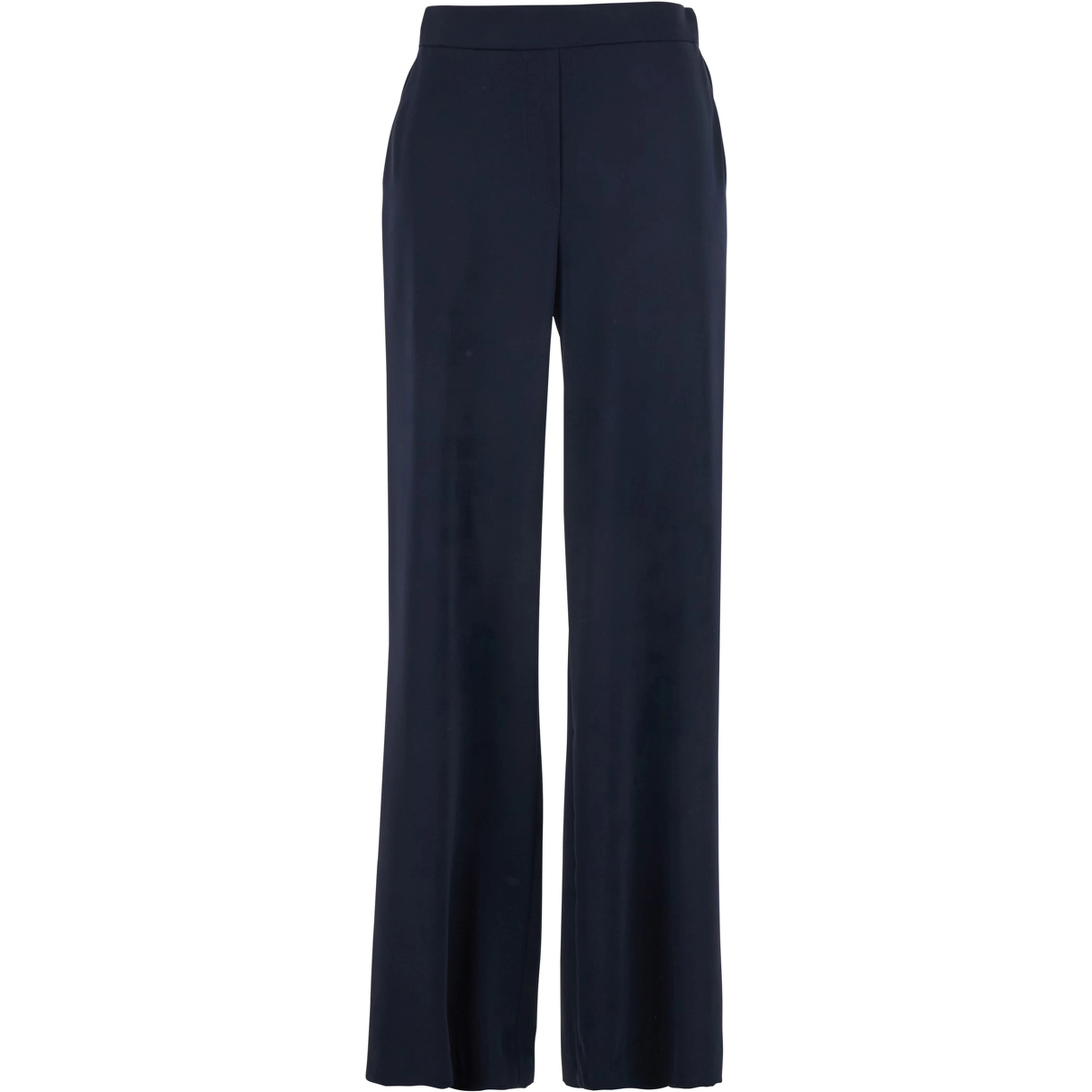 Blue Pants with Elastic Waist and Wide Leg in Womens Fabric