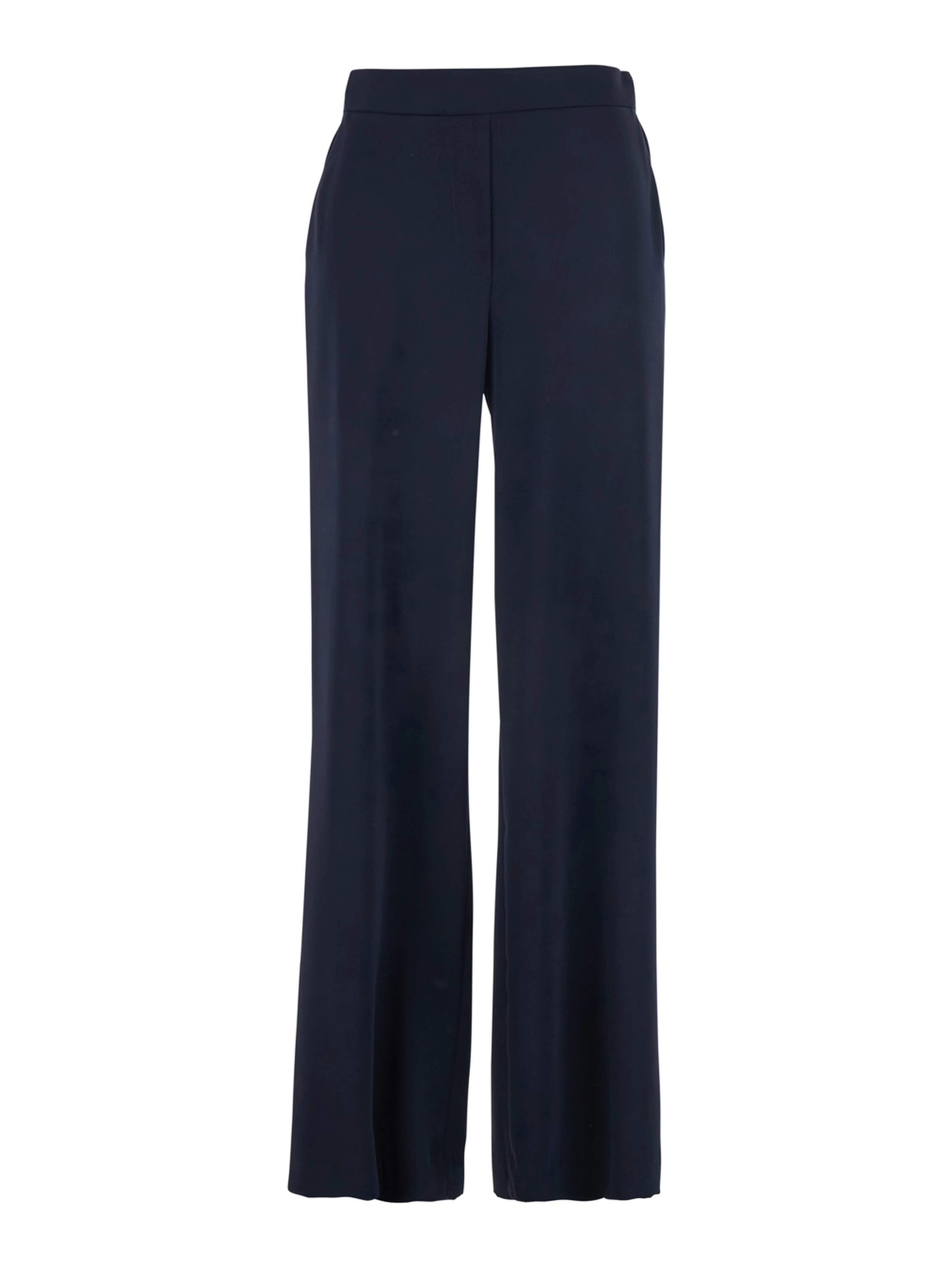 Blue Pants with Elastic Waist and Wide Leg in Womens Fabric