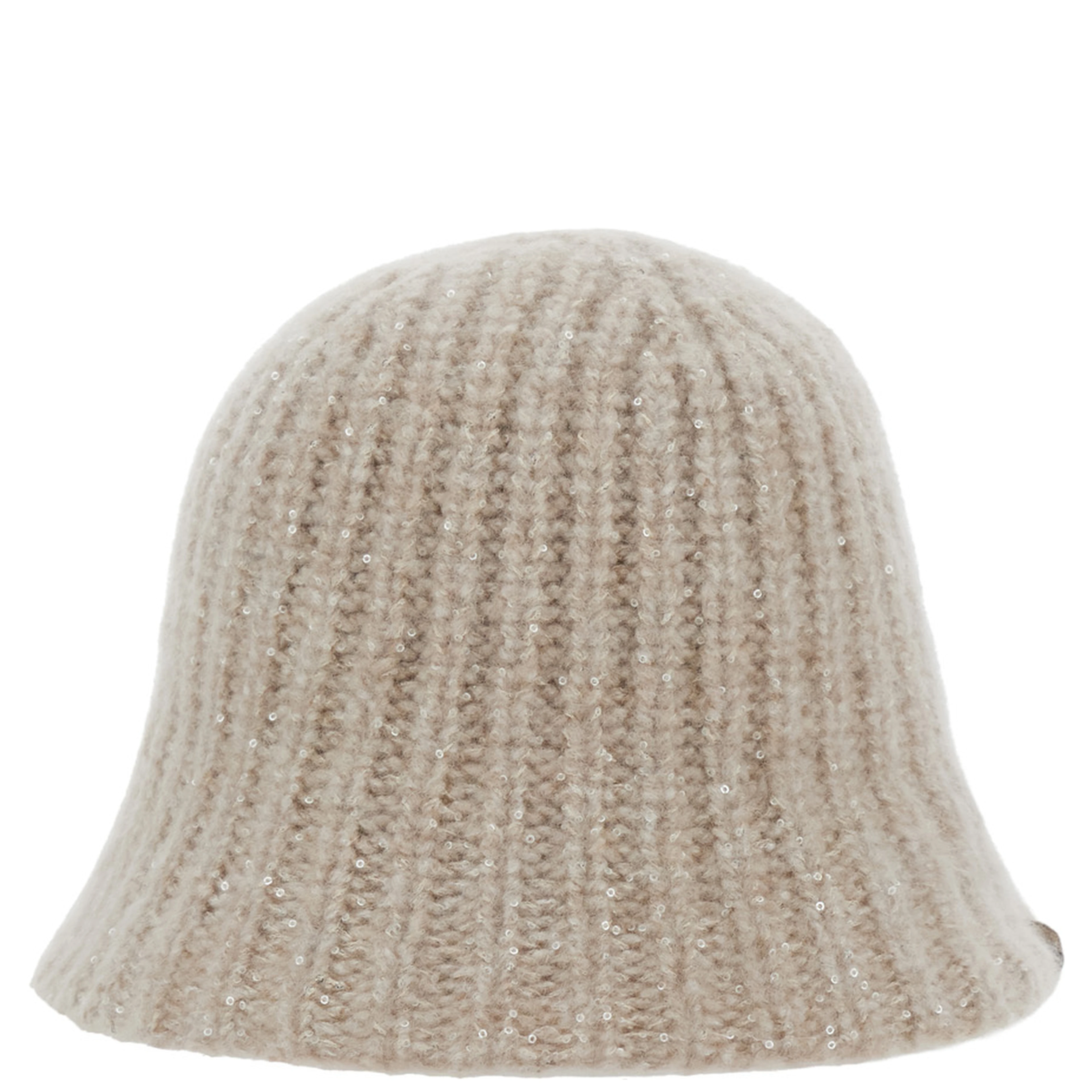 beige hat with knitted design and diamond yarn in cashmere blend women