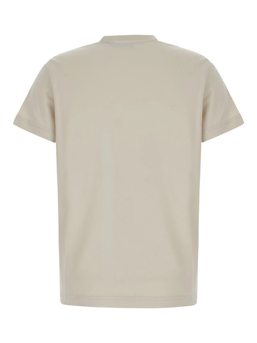 White Crew neck T-shirt with Logo lettering on the front and logo patch on the sleeve in cotton for women