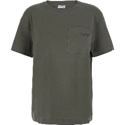 green T-SHIRT with Monile detail applied on the front in cotton for women
