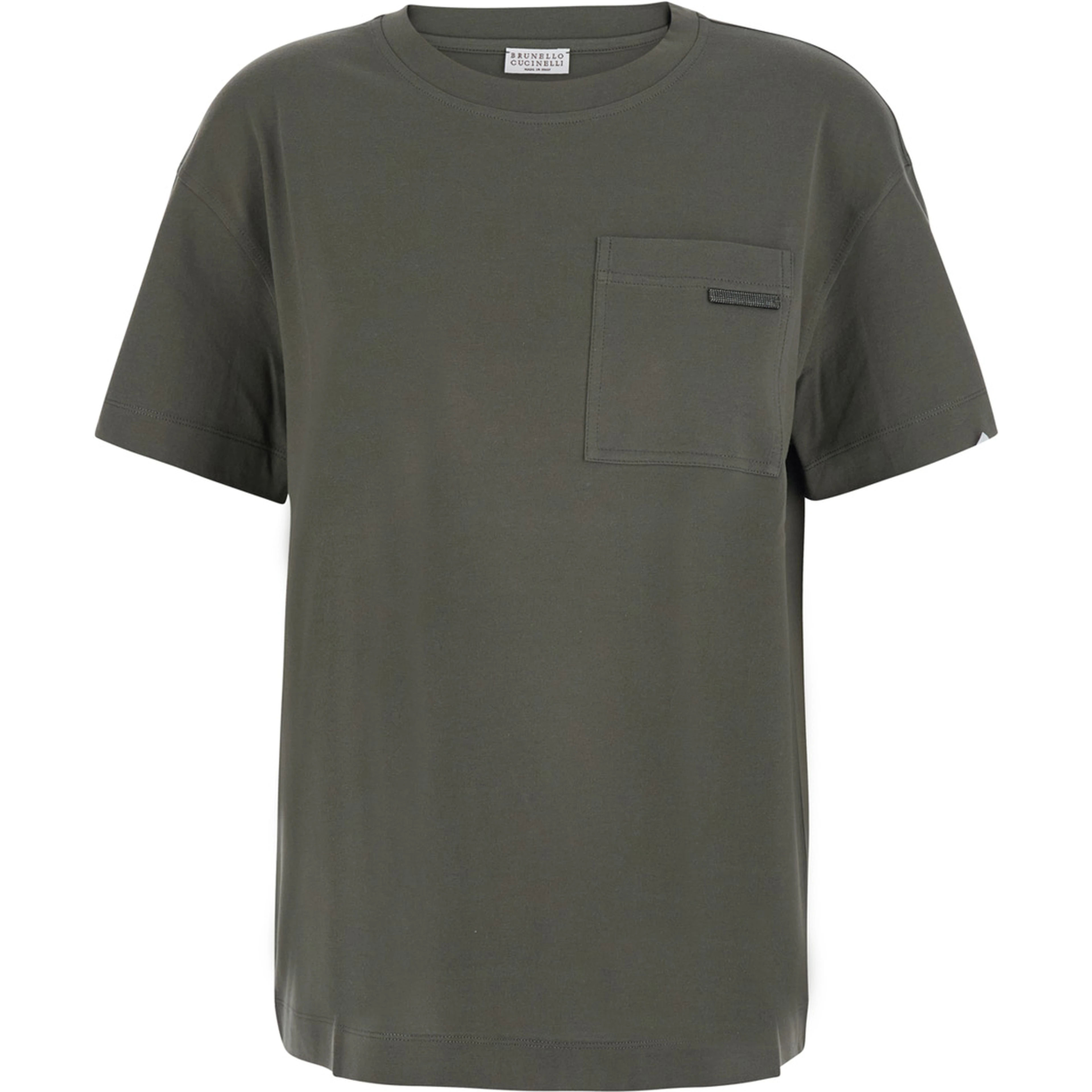 green T-SHIRT with Monile detail applied on the front in cotton for women