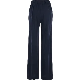 Blue Pants with Elastic Waist and Wide Leg in Womens Fabric