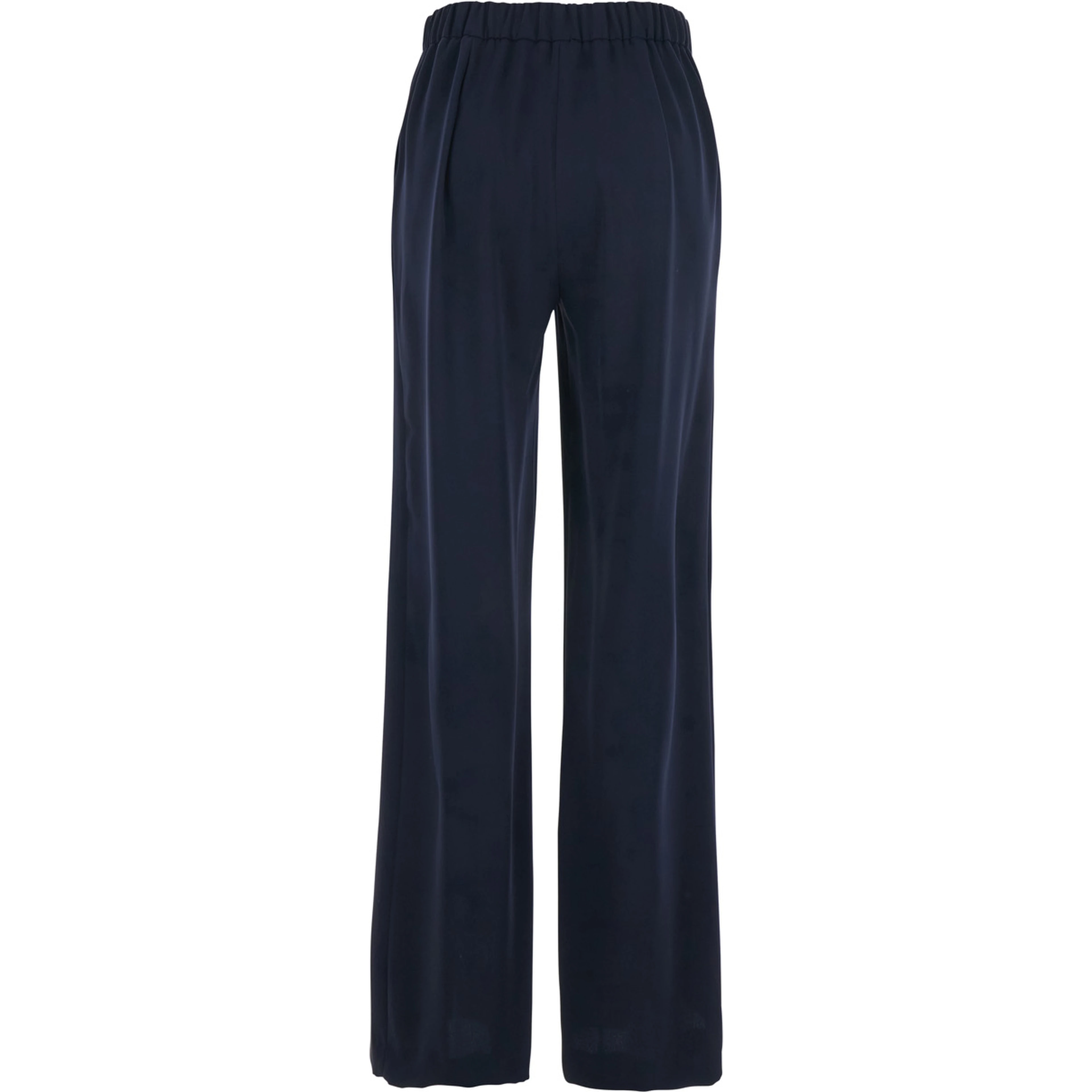 Blue Pants with Elastic Waist and Wide Leg in Womens Fabric