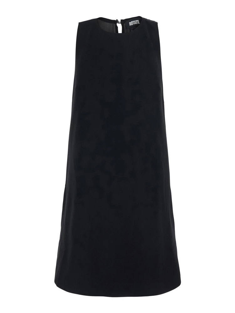 Black Mini Dress with A-Line Design and Back Closure in Tech Fabric Women