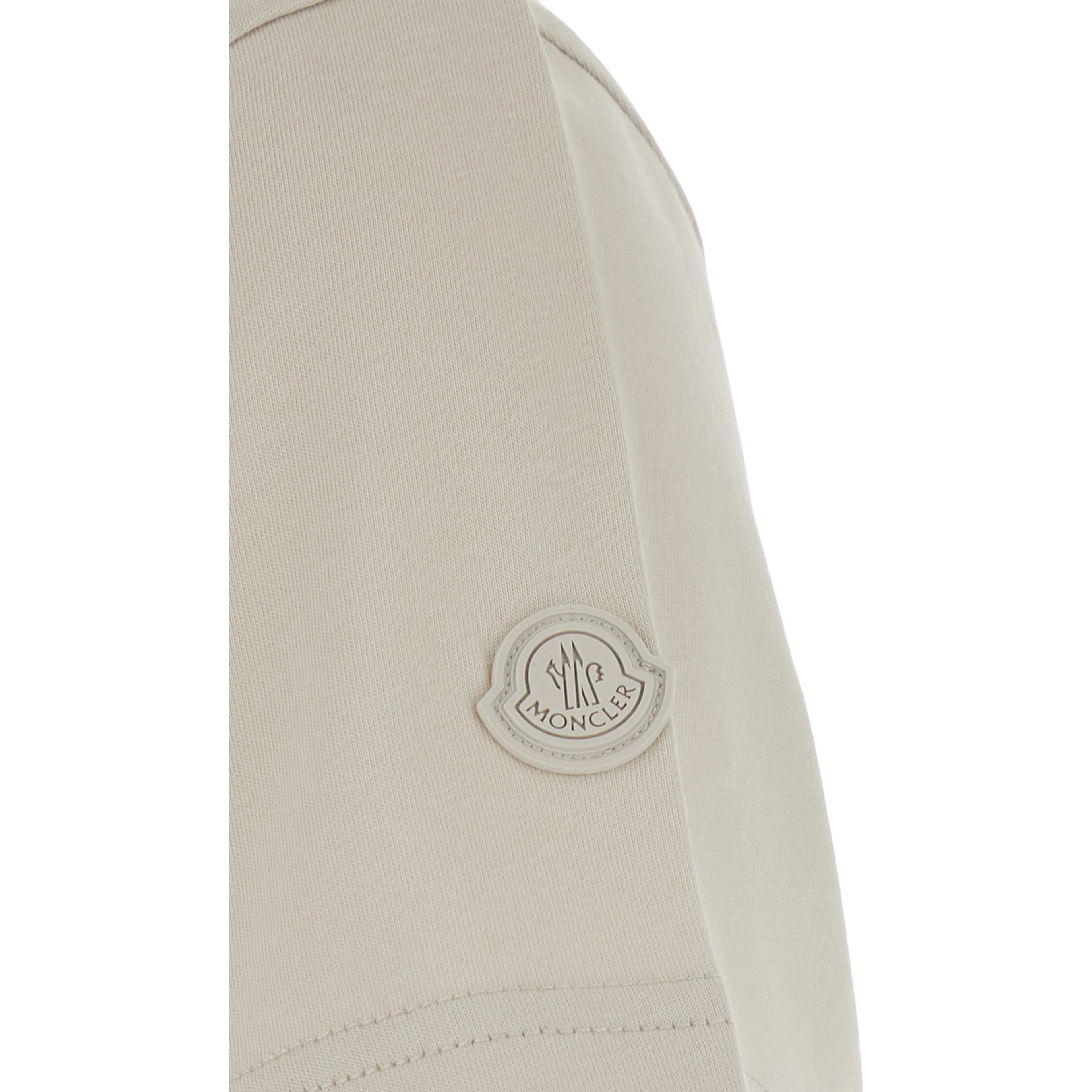 White Crew neck T-shirt with Logo lettering on the front and logo patch on the sleeve in cotton for women