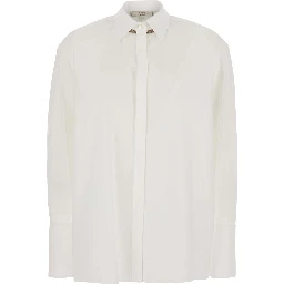 white Shirt with bead details in cotton for women