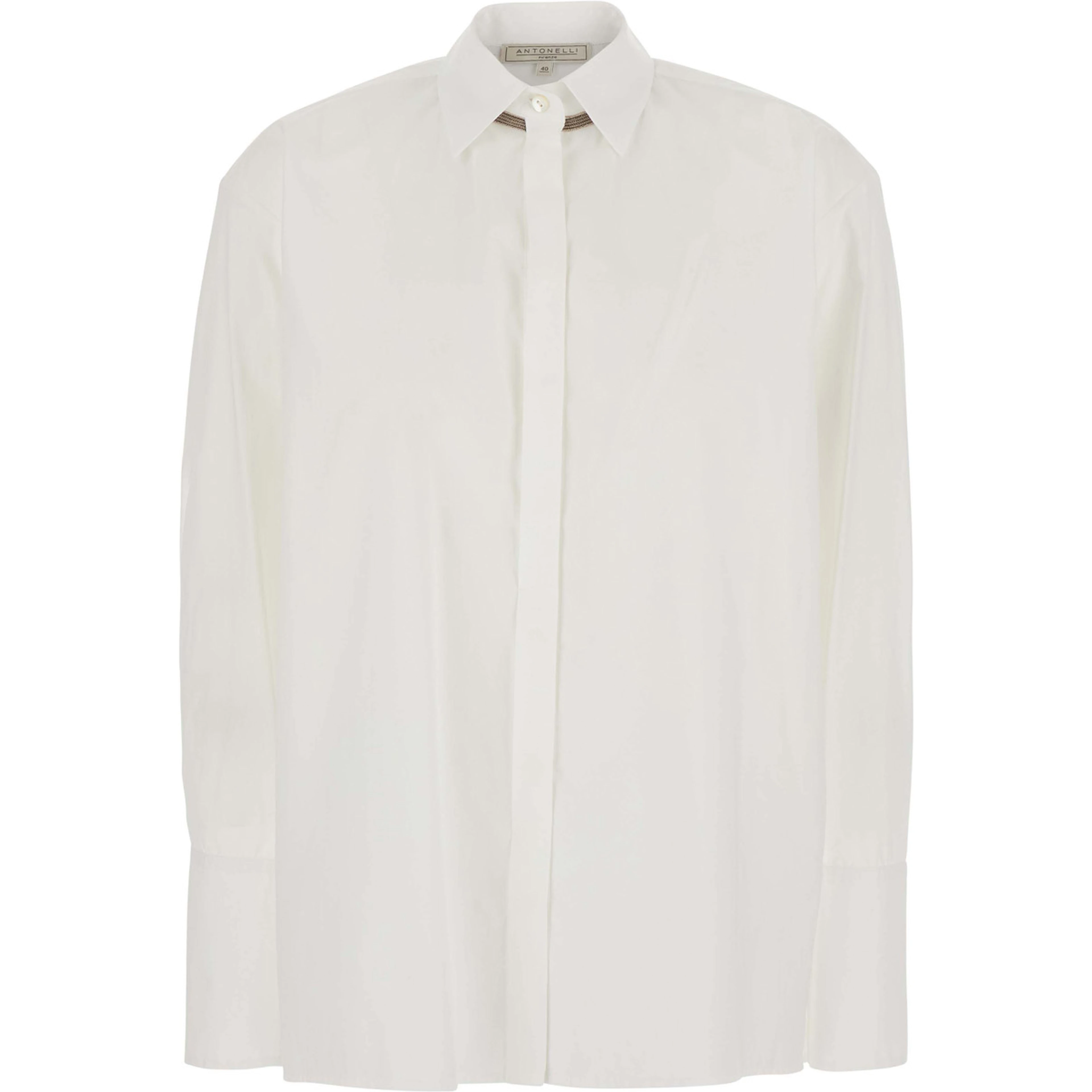 white Shirt with bead details in cotton for women